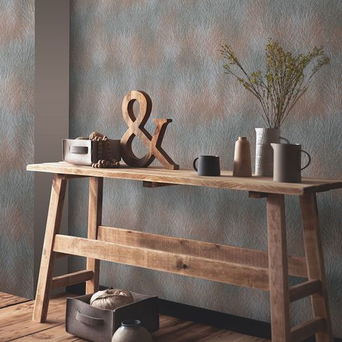 Vliestapete Floral Struktur Grau Kupfer Metallic 10380-48 Raum