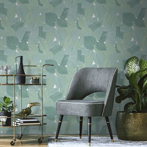 Vliestapete Dschungel Grün Weiß Glitzer 10381-07 Zimmer