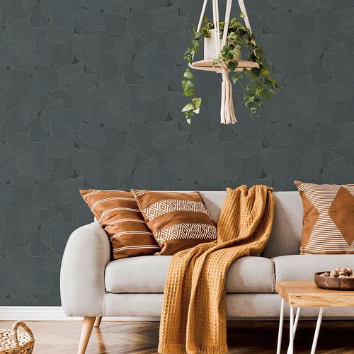 Vliestapete Dschungel Schwarz Grau Glitzer 10381-15 Zimmer