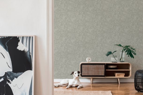 Non-woven wallpaper circles beige green silver 39656-4