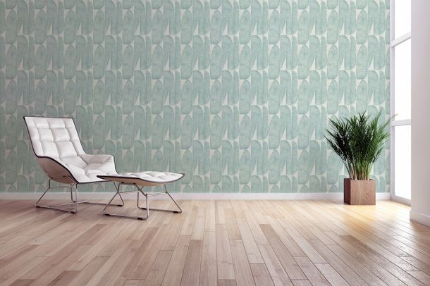 Non-woven wallpaper leaves abstract blue grey 39658-5