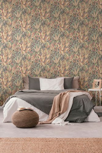 Vliestapete Floral Dschungel Schwarz Beige Rot 39653-1 Schlafzimmer