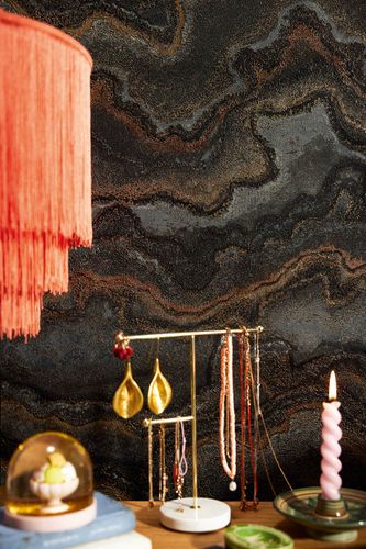 Vliestapete Wellen Abstrakt Schwarz Gold Metallic 39659-4 Flur