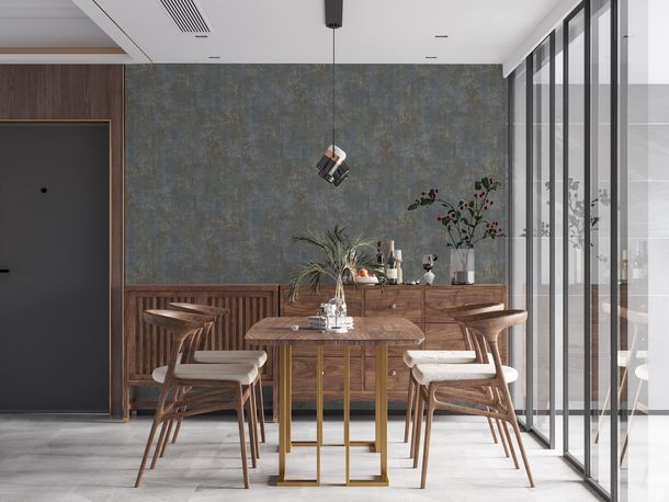 Non-woven wallpaper concrete look grey gold 39670-1