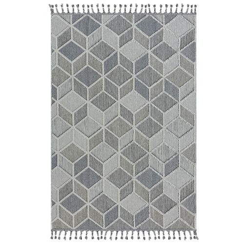 Outdoor Teppich Trevi 3D-Optik Rauten blau grau Astra