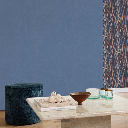 Vliestapete Rasch Uni Modern Struktur Blau 330090 Raum