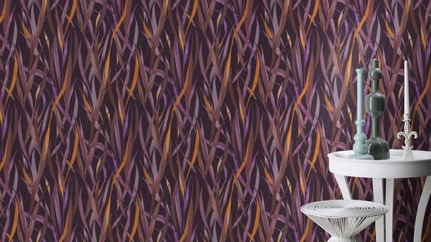 Vliestapete Rasch Floral Aquarell Lila Braun Gelb 330243 Raum