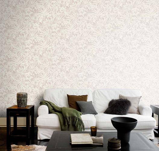 Vliestapete Rasch Blätter Farn Floral Grau Creme 330304 Raum