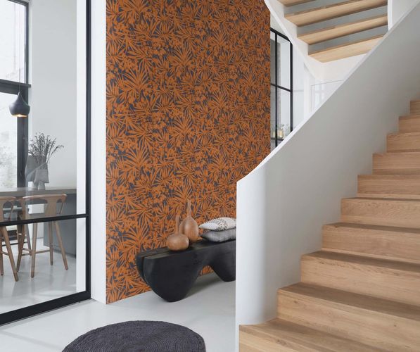 Vliestapete Rasch Blätter Farn Floral Blau Braun 330335 Raum