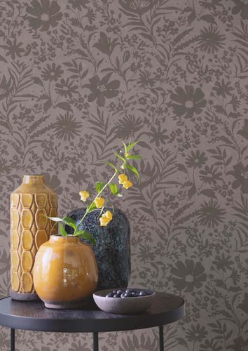 Vliestapete Rasch Blumen Textiloptik Grau 330441 Raum
