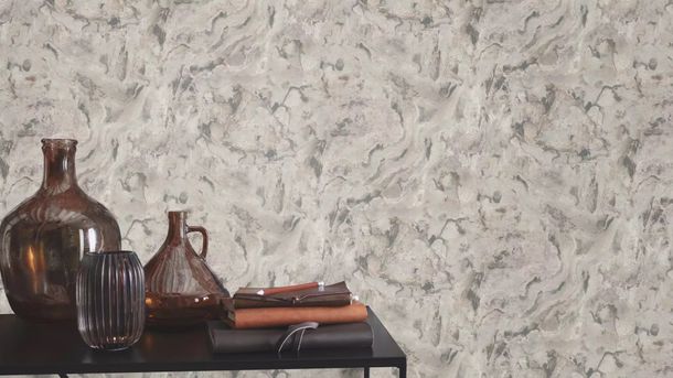 Non-woven wallpaper Rasch marble grey beige metallic 514643