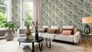 Vliestapete Rasch Palmblätter Beige Blau Grün 865202 Raumbild 1
