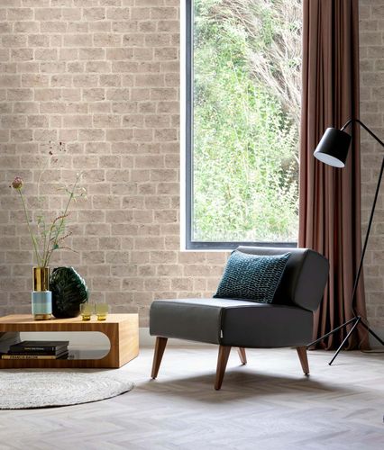Vliestapete Rasch Backstein Mauer Beige Creme 865721 Raumbild
