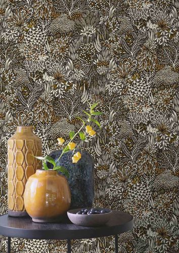 Non-woven wallpaper Rasch jungle black white 866117