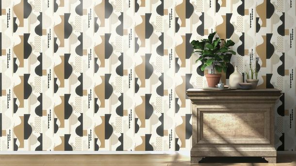 Non-woven wallpaper Rasch abstract cream grey brown 866629