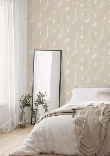 Vliestapete Rasch Art Deco Creme Gold Metallic 868111