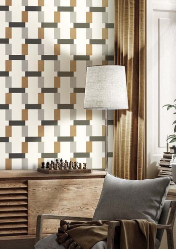 Non-woven wallpaper Rasch retro cream grey brown 868814