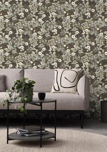 Vliestapete Rasch Floral Retro Schwarz Gold Metallic 868913