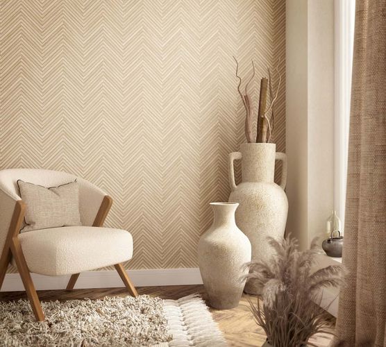 Vliestapete 3D-Effekt Holzoptik Beige Braun 33376 Zimmer
