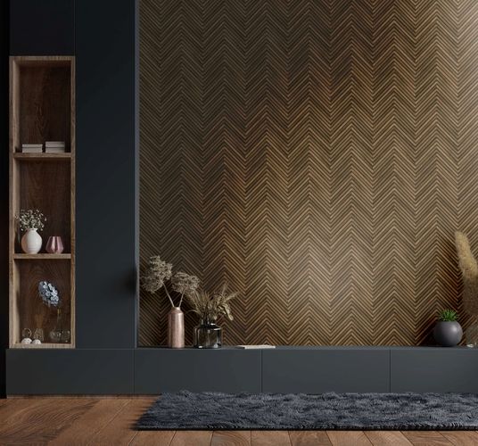 Vliestapete 3D-Effekt Holzoptik Braun Beige 33377 Raum