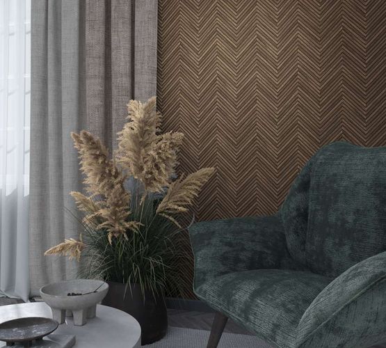 Non-woven wallpaper 3D effect wood look pattern brown 33378