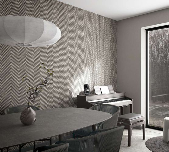 Non-woven wallpaper 3D effect wood look grey brown 33380