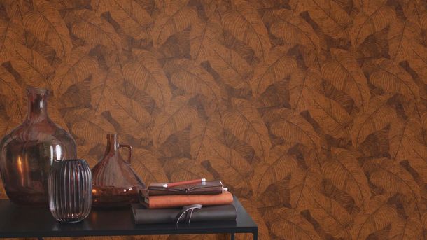 Non-woven wallpaper Rasch Tropical brown copper 720563