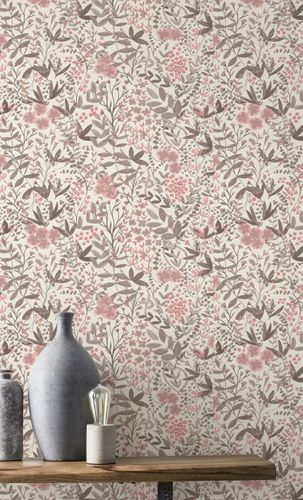 Vliestapete Rasch Blumen Creme Braun Rosa 580761 Raum