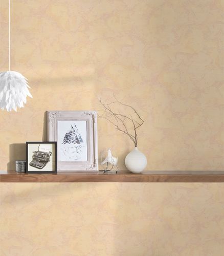Non-woven wallpaper plaster look plain orange 1690-20