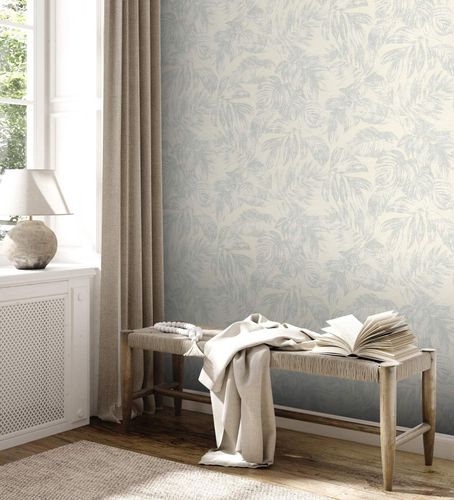 Vliestapete Dschungel Creme Grau Silber Metallic 39340-3 Flur
