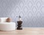 Vliestapete Barock Muster Lila Creme Metallic 39765-2 Raum 1
