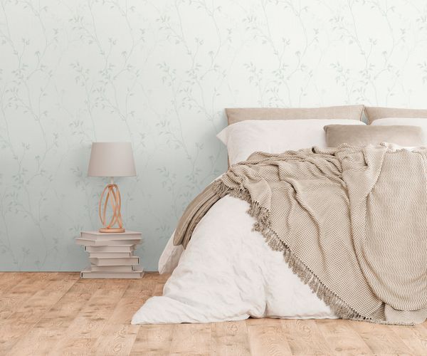 Vliestapete Blattmuster Struktur Creme Beige 39767-2 Schlafzimmer