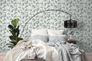 Non-woven wallpaper leaves white green silver 39768-2 6