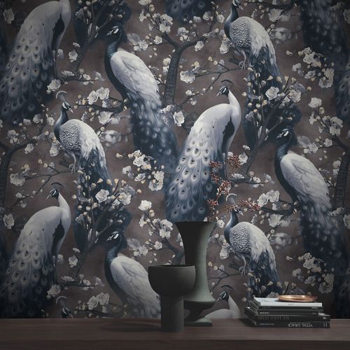 Vliestapete Exotisch Vögel Braun Grau Schwarz 10414-15 Zimmer