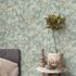 Non-woven wallpaper flowers green cream blue 10415-07 1