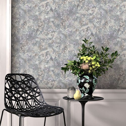 Vliestapete Blüten Zweige Grau Lila Creme 10415-31 Zimmer