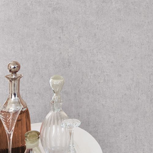 Non-woven wallpaper concrete used look light grey 10418-37