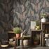 Non-woven wallpaper floral grey cream metallic 10344-47 5