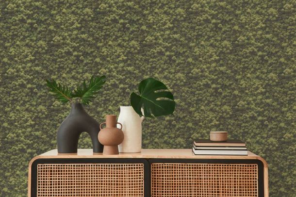 Non-woven wallpaper moss wall look nature green 39405-1