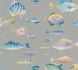 Vliestapete Textiloptik Fische Grau Braun Bunt 39696-1 2