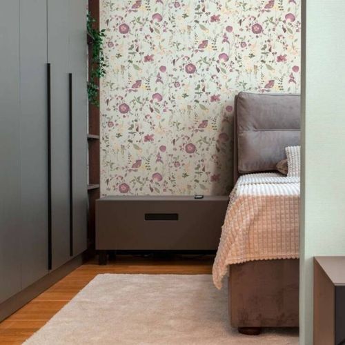Vliestapete Blumen Floral Gräser Hellgrün Lila 39746-3 Raum