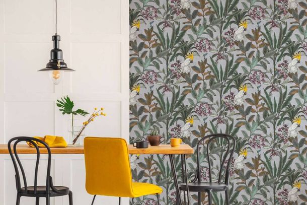 Non-woven wallpaper jungle blue grey green 39748-3