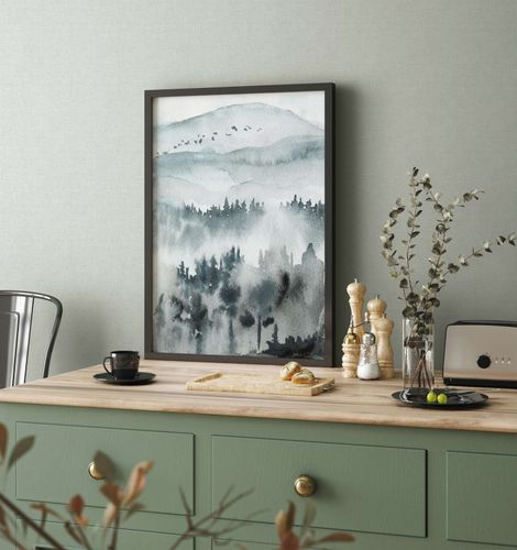 Vliestapete Uni Modern Glatt Blau Grün 47604 Raumbild
