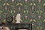 Vliestapete Ornamente Floral Schwarz Grün 47621 Raumbild 1