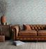 Vliestapete Floral Blätter Ranken Blau Orange 47627 Raumbild 1