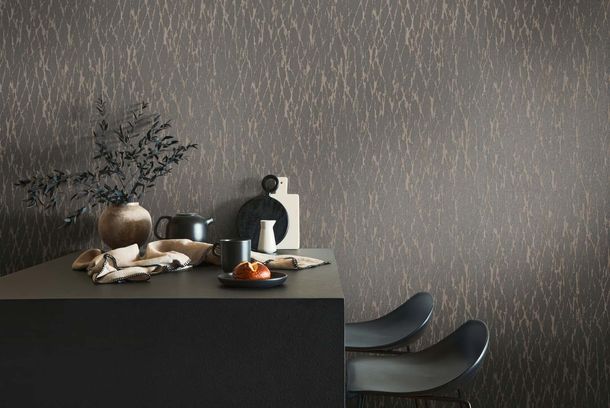 Vliestapete Gitter Putzoptik Schwarz Beige Glitzer 39563-5 Raum