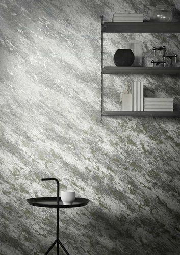 Vliestapete Beton Optik Grau Silber Metallic 34901 Wohnzimmer