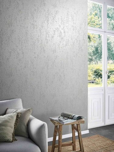 Vliestapete Metalloptik Used-Look Creme Glitzer 34935 Zimmer
