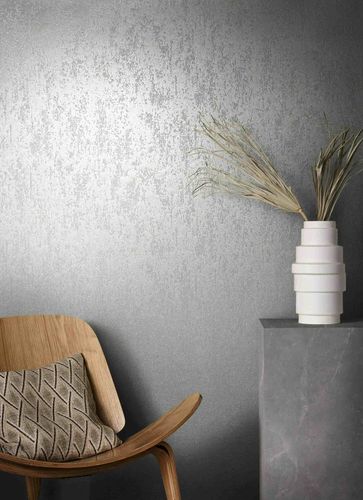 Vliestapete Metalloptik Used-Look Grau Glitzer 34937 Zimmer
