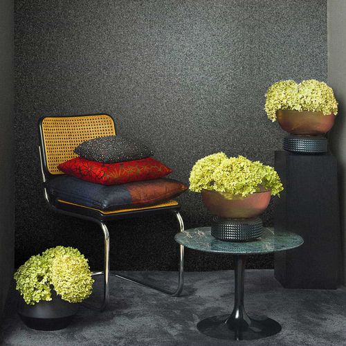 Non-woven wallpaper plain texture anthracite glitter 86557